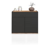 WHOUS Credenza e Buffet GARDA per Soggiorno con 1 Cassetto e 2 Ante, Madia per Salotto, Cucina e Sala da Pranzo in Legno, 80,9x35x70 cm, Antracite Opaco e Rovere
