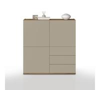 WHOUS Credenza e Buffet GARDA per Soggiorno con 3 Cassetti e 3 Ante, Madia per Salotto, Cucina e Sala da Pranzo in Legno, 102x35x110 cm, Tortora Opaco e Rovere