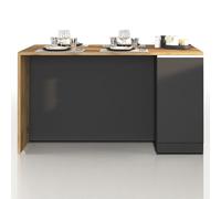 WHOUS Isola Cucina SOLE con 2 Ante, Tavolo da Pranzo e Piano di Lavoro, Ideale per Open Space e Spazi Ridotti, 160x90x90 cm, Antracite Opaco e Rovere