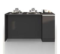 WHOUS Isola Cucina SOLE con 2 Ante, Tavolo da Pranzo e Piano di Lavoro, Ideale per Open Space e Spazi Ridotti, 160x90x90 cm, Antracite Opaco e Report