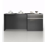 WHOUS Isola Cucina SOLE con 4 Ante e 4 Cassetti, Tavolo da Pranzo e Piano di Lavoro, Ideale per Open Space e Spazi Ridotti, 200x90x90 cm, Antracite Opaco e Report