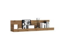 WHOUS Mensola da Muro CHRONOS per Soggiorno con Bordo Rialzato, Libreria Multiuso da Parete per Salotto, Bagno e Sala da Pranzo, 120x25x28 cm, Rovere
