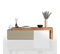 WHOUS Mobile Porta TV CHRONOS per Soggiorno con 1 Anta a Ribalta, Mobile Tv Regolabile per Salotto in Legno, 180/290x40x51 cm, Tortora Opaco e Rovere