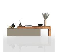 WHOUS Mobile Porta TV CHRONOS per Soggiorno con 1 Anta a Ribalta, Mobile Tv Regolabile per Salotto in Legno, 190/350x40x51 cm, Tortora Opaco e Rovere