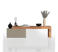 WHOUS Mobile Porta TV CHRONOS per Soggiorno con 1 Anta a Ribalta, Mobile Tv Regolabile per Salotto in Legno, 180/260x40x51 cm, Tortora Opaco e Rovere
