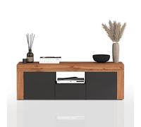 WHOUS Mobile Porta TV CHRONOS per Soggiorno con 2 Ante e 1 Cassetto, Mobile Tv per Salotto in Legno, 155x40x51 cm, Antracite Opaco e Rovere