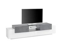 WHOUS - Mobile Porta Tv Da Terra CORONA 220 - Mobile Tv Bianco/Ardesia in Melaminico - Supporto Tv da Pavimento con Piano TV in Rilievo, 4 Ante e Vano a Giorno - Mobile Soggiorno Moderno Made in Italy