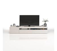 WHOUS Mobile Porta TV POTENZA per Soggiorno con 1 Anta Laterale e 1 Anta a Ribalta, Mobile Tv per Salotto in Legno, 200x40x35 cm, Bianco Laccato Lucido