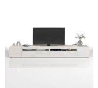 WHOUS Mobile Porta TV POTENZA per Soggiorno con 2 Ante Laterali e 2 Ante a Ribalta, Mobile Tv per Salotto in Legno, 260x40x36,5 cm, Bianco Laccato Lucido