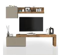 WHOUS Parete Attrezzata CHRONOS per Soggiorno, Mobile Tv Regolabile, Cubo con 1 Anta e Mensola per Salotto in Legno, 180/260x40 cm, Tortora Opaco e Rovere