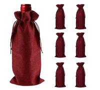 WHPromLang 6 sacchetti regalo in iuta per bottiglie di vino rosso, riutilizzabili, con coulisse, per compleanni, Natale, matrimoni, feste, Halloween, casa