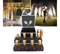 WHRAOY 8 Pezzi Macchina per Fuochi D'Artificio A Freddo, Macchina per Fontana di Scintille,Ricevitore Pirotecnico A Freddo, con Scatola di Protezione + 2 Telecomandi, per Nozze