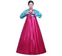 WHRAOY Abito Tradizionale Coreano, Hanbok da Donna A Maniche Lunghe (S-XL),M,Blue