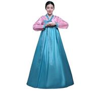 WHRAOY Abito Tradizionale Coreano, Hanbok da Donna A Maniche Lunghe (S-XL),M,Pink