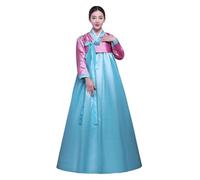 WHRAOY Abito Tradizionale Coreano, Hanbok da Donna A Maniche Lunghe (S-XL),S,Blue2