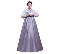 WHRAOY Abito Tradizionale Coreano, Hanbok da Donna A Maniche Lunghe (S-XL),XL,Grey