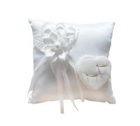 Whrcy Cuscino Fedi Nuziali Con Perle Cuscino Avorio Per La Cerimonia Nuziale, Elegante Anello Quadrato Con Bianco Camelia Cuscino A Forma Di Cuore Forniture Matrimoniali Per Matrimoni All'aperto