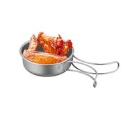 Whrcy Pentole da Campeggio per Cucinare - Tegame Antiaderente con Manico Pieghevole | Utensili da Cucina in Titanio per Escursionismo,per Cottura su Fuoco Escursionismo Caccia Cucina Domestica