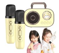 Whrcy Set microfono e altoparlante, macchina per karaoke con microfoni | Altoparlante portatile wireless con microfono | Forniture audio con connessione a doppio microfono a lunga durata della