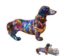Whrcy Statua colorata del bassotto, statua del cane graffiti,Figurina d'arte bassotto - Graffiti Bassotto Cane Scultura Statua di Animale Figurina d'Arte per Soggiorno Camera da Letto Scaffale