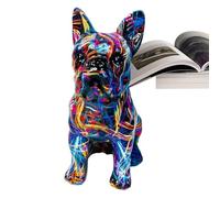 Whrcy Statua colorata del bulldog francese, Bulldog francese dei graffiti,Figurina creativa di Bulldog Art Graffiti | Ornamenti di graffiti della statua del bulldog francese, statuetta di cucciolo per