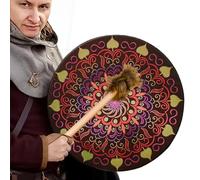 Whrcy Tamburo Sciamanico,Tamburo Di Design Decorativo Da 25 Cm - Shamanic Sound Healer Tamburo Sciamano, Pelle E Legno Strumentale Shaman Alchemy Moon Drum Per Meditazione Di Riflessione