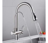 WHSY127 3-Way Brass Kitchen Faucet with Brushed Nickel Finish - Long-Lasting And Easy to Maintain Beautiful