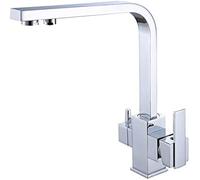 WHSY127 3-Way Faucet with Filtered Water Dual Handle And Brushed Chrome Finish Sink Filtration Easy - Ideal for Daily Use in Bathroom or Kitchen Beautiful