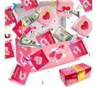 WHSY127 Confezione Regalo Esplosione a Sorpresa, Scatole Regalo Pop Up con Soldi di Natale, Scatola Porta Contanti Pieghevole Rimbalzante, Scatole Natalizie per Regali Compleanno Anniversario Moglie