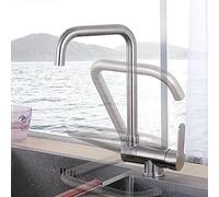 WHSY127 Foldable Kitchen Faucet Stainless Steel Brushed Finish Ideal for Indoor Windows Space-Saving Hot & Cold Water Flow Ceramic Disc Cartridge Beautiful