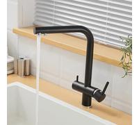 WHSY127 Gray 3 Way Kitchen Faucet with Swivel Spout Dual Lever Control Stylish Black Finish Easy Installation Home And Commercial Use Beautiful