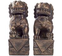 WHSY127 Ricchezza Porsperity Coppia di Statue di Cani Fu Foo fermalibri, Statue Tradizionali Cinesi del Leone guardiano per i Regali della casa, Ottone