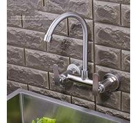WHSY127 Stainless Steel Wall-Mounted Faucet for Kitchen Bathroom - Swivel, Hot/Cold Water Beautiful