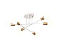 Whtkoph Lampada Da Soffitto a 6 Luci, Stile Retrò, per Esterni, Moderna, Lampadario Sputnik per Sala Da Pranzo, Bianco+Oro