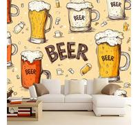 WHUOEUCO Carta da Parati 3D Boccale Di Birra Dei Cartoni Animati 300x210 cm Fotomurali in TNT Murale alla Moda, Decorazione da Muro Poster Gigante Design Carta per Pareti