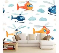 WHUOEUCO Carta da Parati 3D Elicottero Dei Cartoni Animati 200x140 cm Fotomurali in TNT Murale alla Moda, Decorazione da Muro Poster Gigante Design Carta per Pareti