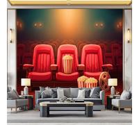 WHUOEUCO Carta da Parati 3D Posti A Sedere Al Cinema Popcorn 400x280 cm Fotomurali in TNT Murale alla Moda, Decorazione da Muro Poster Gigante Design Carta per Pareti