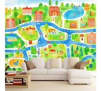 WHUOEUCO Carta Da Parati Effetto 3D Mappa Della Città Ad Acquerello 200x140 cm Fotomurali Non Tessuto, Decorazione Poster Arte Murale Moderna per Casa Ufficio Camera Da Letto Soggiorno