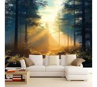 WHUOEUCO Carta Da Parati Effetto 3D Paesaggio Dell'Alba Nella Foresta 300x210 cm Fotomurali Non Tessuto, Decorazione Poster Arte Murale Moderna per Casa Ufficio Camera Da Letto Soggiorno