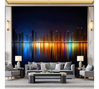 WHUOEUCO Carta Da Parati Effetto 3D Skyline Della Città Di Dubai 500x280 cm Fotomurali Non Tessuto, Decorazione Poster Arte Murale Moderna per Casa Ufficio Camera Da Letto Soggiorno