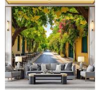 WHUOEUCO Carta Da Parati Effetto 3D Strade Cittadine Di Atene Grecia 300x210 cm Fotomurali Non Tessuto, Decorazione Poster Arte Murale Moderna per Casa Ufficio Camera Da Letto Soggiorno