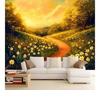 WHUOEUCO Carta da Parati Murale Narcisi Sul Sentiero 250x175 cm Fotomurali Effetto 3D, Poster Carta da Parati Decorazione per Camera dei Bambini Soggiorno Camera da Letto