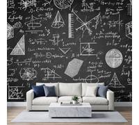 WHUOEUCO Carta da parati vintage lavagna matematica geometria murale 3D | Carta da parati fotografica in tessuto non tessuto, 250 x 175 cm, per soggiorno, camera da letto, cameretta dei bambini