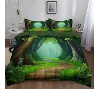 WHUOEUCO Set Copripiumino 150x220cm Foresta Delle Fiabe Fantasy 3 Pezzi Biancheria da Letto Microfibra Moderno Stampa 3D, Parure Copri Piumone con 2 Federa Bambini Adulti