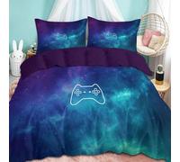 WHUOEUCO Set Copripiumino 200x200cm Macchina da gioco Cielo Stellato Biancheria da letto 3 Pezzi con Federe, Parure Copri Piumino Policotone Facile da Pulire, per Bambini e Adulti