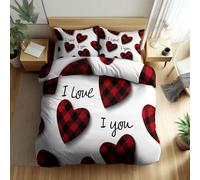 WHUOEUCO Set Copripiumino 220x240cm Lettere d'amore romantiche Set Biancheria da Letto in Microfibra Anallergica, Include 1 Copripiumino + 2 Federe, per Adulti e Ragazzi, Cerniera