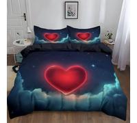 WHUOEUCO Set Copripiumino Matrimoniale 180x220cm Amo Il Cielo Stellato Blu Biancheria da Letto Stampa 3D, Copripiumini Traspirante Anallergico e 2 Federe per Adulti Ragazzi e Ragazze