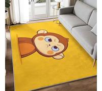 WHUOEUCO Tappeto con stampa 3D a forma di scimmia gialla, 120 x 180 cm, moderno, lavabile, morbido e soffice in finta lana, antiscivolo, resistente, per soggiorno, camera da letto, decorazione per la
