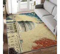 WHUOEUCO Tappeto da salotto grande, stile castello, stile retrò, 120 x 180 cm, tappeto per camera da letto, pelo corto, morbido, antiscivolo, lavabile, per camera dei bambini, decorazione