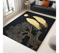 WHUOEUCO Tappeto Moderno 80x150cm Piuma Dell'Albero Del Cielo Stellato Tappeti per Salotto Lavabile, Tappeto Pelo Corto Antiscivolo Morbido per Soggiorno Camera da Letto Casa Decorare